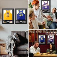Élégante vitrine pour maillot de sport avec boîte à ombre, protection UV à 98 %, en bois massif noir, pour football, basketball, baseball et soccer