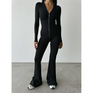 OYSHO <b>Black</b> <b>Zipped</b> Stretch Party <b>Jumpsuit</b> - Product Image 2