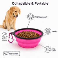Mangkuk Hewan Peliharaan Silikon Portabel Ukuran Besar untuk Anjing Kucing, Mangkuk Makan Lipat Ramah Lingkungan Bentuk Bulat yang Stylish dan Ringan