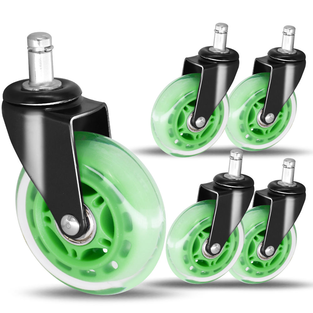 3 Inch Swivel PU Furniture Stem Caster Wheel Brake Light Duty Ball Bearing Customizable OEM Casters for Office Chair Sofa