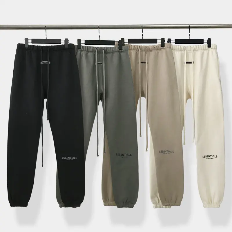 Özel moda marka yüksek sokak rahat % 100% pamuk Streetwear koşu pantolonları erkek düz renk İpli uzun Sweatpants