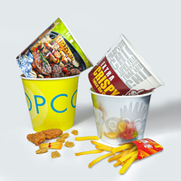 Seau à poulet biodégradable personnalisé, gobelets et bols en papier jetables, conteneur pour popcorn, chips et poulet frit