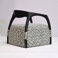 Fauteuil d'appoint en tissu imprimé zèbre, structure en bois massif, fauteuil décoratif pour hall d'hôtel, salon, mobilier de maison