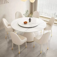Moderner Minimalistischer Cremefarbener Runder Esstisch aus Sinterstein Luxuriöser Drehbarer Tisch Umweltfreundliche Langlebige Wohnmöbel