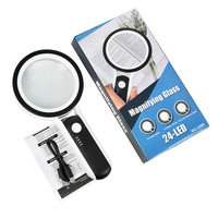 30X Handheld Magnifying Glass with Rechargeable 24 LED Light Cold and Warm Light Adjustable
