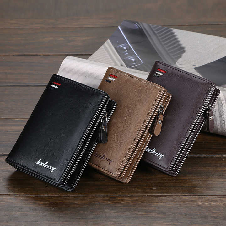 Baellerry New Wallet Multi-card Vertical Short Retro Zipper Wallet for Men With Hasp,Male Coin Purse Card Holder Case Wholesale
