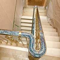 Balustrade et main courante en alliage d'aluminium de style européen classique, finition or K, pour escalier de villa et balcon, facile à installer