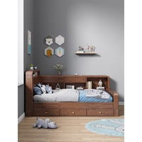 Lit simple en bois massif pour enfants, lit de rangement pour petit appartement, lit bibliothèque pour garçons et filles étudiants
