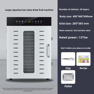 Hot Bán Thiết Bị Thương Mại 220V 1375W 20 Khay Thực Phẩm Dehydrator Rau Trái Cây Máy Sấy Máy Màn Hình Cảm Ứng 304 Không Gỉ - Product Image 2