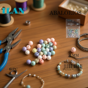 ILAN Perline Colorate Pastello da 8mm, 60 Pezzi per Creazione di Gioielli - Product Image 3