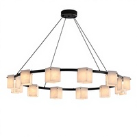 Luminaires suspendus modernes de luxe personnalisés en albâtre espagnol naturel avec finition dorée, LED, hauteur réglable, abat-jour carré, CRI élevé