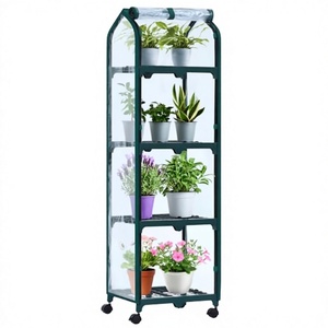 Mini Invernadero Ohuhu de 4 Niveles con Ruedas, Diseño Portátil, Cubierta Transparente de PVC, Marco de Plástico, para Jardín, Vegetales y <span class=keywords><strong>Hierbas</strong></span>, 41x32.5x132cm - Product Image 3