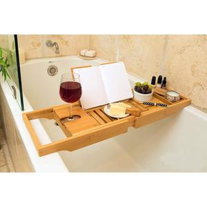 Chân gấp/Hoàn Toàn Có Thể Điều Chỉnh Bồn Tắm <span class=keywords><strong>Caddy</strong></span> và Giường Khay Combo-Cao Cấp Tre Gỗ, điện thoại Máy Tính Bảng và Rượu Vang Chủ Sở Hữu - Product Image 6