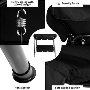 Columpio de jardín al aire libre de 3 plazas con cubierta solar Marco de metal Patio Hamaca Toldo para muebles de exterior - Product Image 5