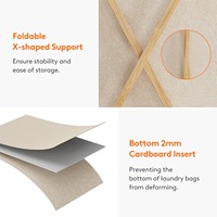 Panier à linge en bambou naturel écologique CF 150L, grand format, avec cadre en X, amovible, pliable, 3 sections, pour la salle de bain