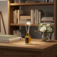 Diffuseur d'ambiance écologique avec bâtonnets en rotin et flacon en verre pour parfumer la maison – Parfum et taille personnalisables – Lavande – Non toxique