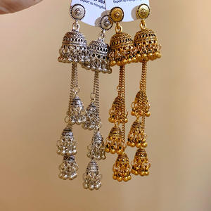 Nuevos pendientes de novia con borlas bohemias, colección de bodas indias chapadas en oro, aleación de zinc, fabricante de exportación directa - Product Image 1