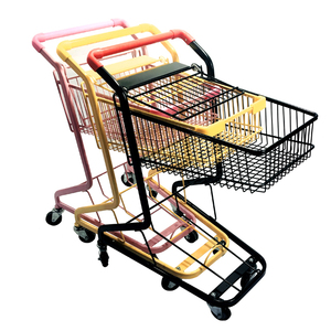Chariot à courses rose supermarché épicerie colorée chariot à deux niveaux en métal - Product Image 1