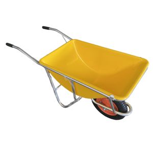 Japon Tarzı Alüminyum Tek Tekerlekli El Arabası Sarı Plastik Tepsili İnşaat ve Bahçe Kullanımı İçin - Product Image 3