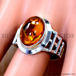 Anillos de Plata de Ley 925 con Piedras Preciosas de Ámbar, Venta al por Mayor Directa de Fábrica, Joyería de Plata Pura al por Mayor en Estilo Bohemio - Product Image 2