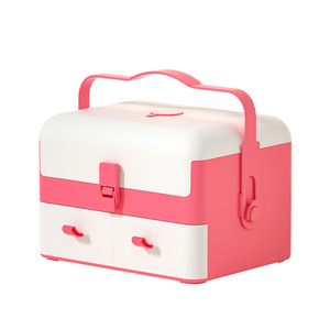 Baby Care Storage Box <b>Large</b> <b>Square</b> Pink Double Layer Portable Travel Medicine Box For 0-24 Months - Product Image 5