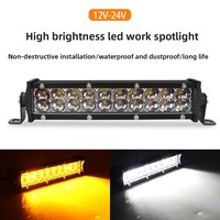 Lampe de travail LED haute luminosité 5W 12V, à une rangée de 20 LED, lampe de travail à double rangée, bande lumineuse longue, lumière pour véhicule tout-terrain