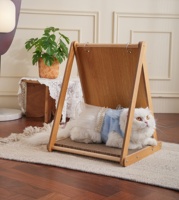 Arbre à chat écologique et peu encombrant avec plateau à gratter remplaçable en panneau de densité, décoration de chat mignonne de style dessin animé