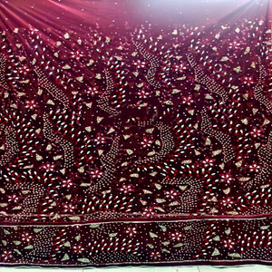 En gros, Tissu George indien en polyester doux, brodé de paillettes africaines, écologique et élégant, pour blouses, robes de mariée et Kanga - Product Image 1
