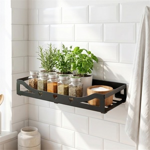 Étagère d'angle moderne en alliage de zinc noir, sans perçage, pour salle de bain, cuisine (épices) et rangement d'articles de toilette - Product Image 4