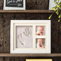 Kit de moulage de mains et de pieds de nouveau-né en MDF durable pour cadre photo de révélation du sexe du bébé