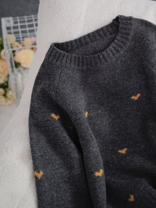 <span class=keywords><strong>Pull</strong></span> en tricot jacquard à motif cœur pour femme, col rond, en laine mélangée douce, tricoté à la machine, décontracté pour le quotidien, accepte la personnalisation - Product Image 4