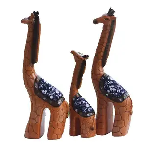 批发可爱动物长颈鹿家庭房间装饰树脂工艺品