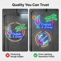 Enseigne néon LED personnalisée, impression UV sur acrylique, étanche IP67, contrôle par application, couleurs personnalisables, durée de vie supérieure à 50 000 heures, pour bar