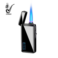 Briquet électronique coupe-vent double usage gaz butane et électrique, rechargeable par USB, pour cigares et cigarettes
