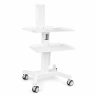 Chariot de scanner intra-oral mobile, poste de travail médical avec support VESA, étagères à deux niveaux et roulettes verrouillables