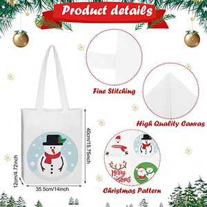 Promozione pacchetto regalo di natale per la spesa Tote Shopping borsa in tela di cotone con Logo stampato personalizzato - Product Image 6