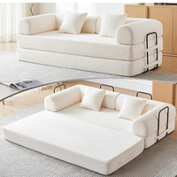 Sofá Cama Plegable Moderno de 4 Plazas, Sofá Convertible de Pana, Cama King Size, Sofá Modular 4 en 1 Combinable DIY