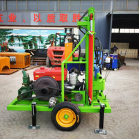 Plateforme de forage portable pour puits d'eau profonds de 200 m avec moteur diesel et boîte de vitesses, pour l'agriculture, la construction résidentielle et l'irrigation