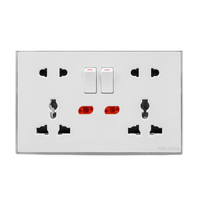Prise murale ultra-fine à écran tactile, double trou 2 pôles, norme britannique, USB Type-C, 3 broches universelles, avec voyant lumineux, design moderne