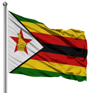 Kain Satin poliester dapat disesuaikan bendera 3X5 bendera dunia kustom bendera Zimbabwe