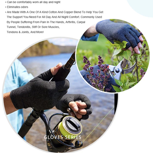 Sıcak satış pamuk Spandex sıkıştırma artrit yarım parmak parmaksız eldiven kaymaz nem esneklik için el ağrı kesici - Product Image 6