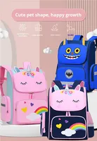 Sac à dos licorne bleu rose personnalisé pour enfants, sac d'école tendance pour filles adolescentes, sac à dos de dessin animé pour garçons et filles