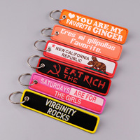 Porte-clés brodé personnalisé style simple, porte-clés brodé personnalisable en polyester avec anneau métallique pour la rentrée scolaire