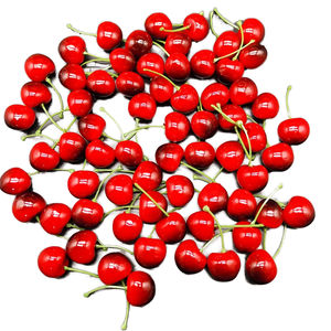 Fruits <span class=keywords><strong>d</strong></span>écoratifs en cerises artificielles de 2 cm, mini cerises en mousse, aspect réaliste, cerises rouges - Product Image 5