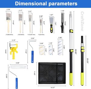 Kit de Rodillos de Pintura de 30 Piezas con Barra de Extensión de 2 a 4 Pies, Suministros para Pintar Paredes con Rodillo para Bordes de 12 Pulgadas, Juego de Pintura para el Hogar - Product Image 2