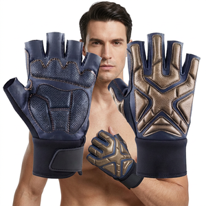 <b>Leather</b> Half Finger Lightweight Non-Slip Breathable for Closure Weightlifting <b>Gloves</b> for Unisex Gym Training Fitness Workout - Product Image 6