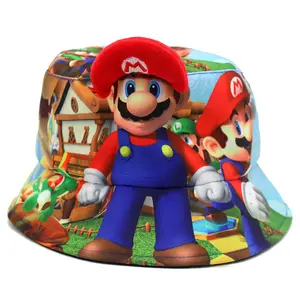 AL 3d Lovely Cartoon Mario Bucket Hats Anime Dragon- Balls Fisherman Hat Kids Spiders-mans Outdoor Caps