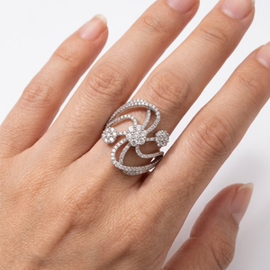 Anillo de Diamantes Naturales con Diseño Calado en Oro Blanco Sólido de 18K, Engaste de Garra, Certificado IGI, Joyería Premium Personalizada, Regalo de Aniversario - Product Image 5