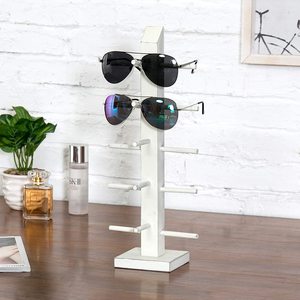 Wooden Eyeglasses Storage <b>Rack</b> 4 Slots Distressed Finish Display Stand For Sunglasses And <b>Glasses</b> - Product Image 2