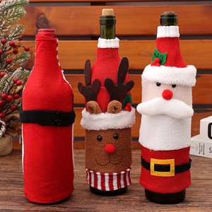 Venta al por mayor de Navidad de punto fundas de botella de dibujos animados de muñeco de nieve bolsas de botella de vino con diseño creativo de felpa - Product Image 2